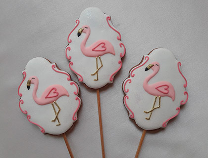 Biscoitos Decorados de Flamingos