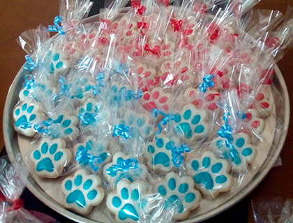 Biscoitos Decorados de Ossinhos e Patinhas em Azul e Vermelho