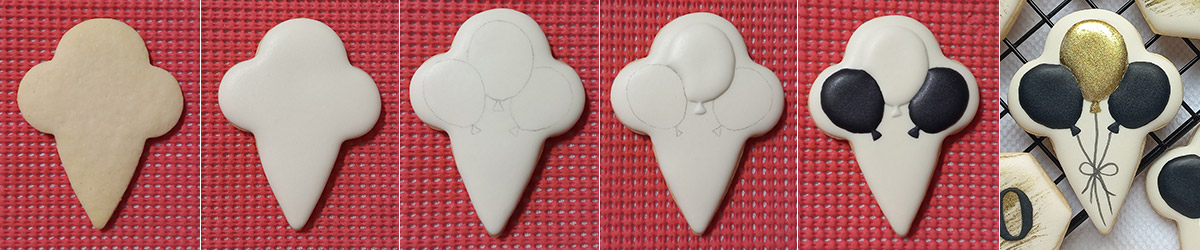 Biscoitos Decorados Anivers�rio 40 anos Preto e Dourado