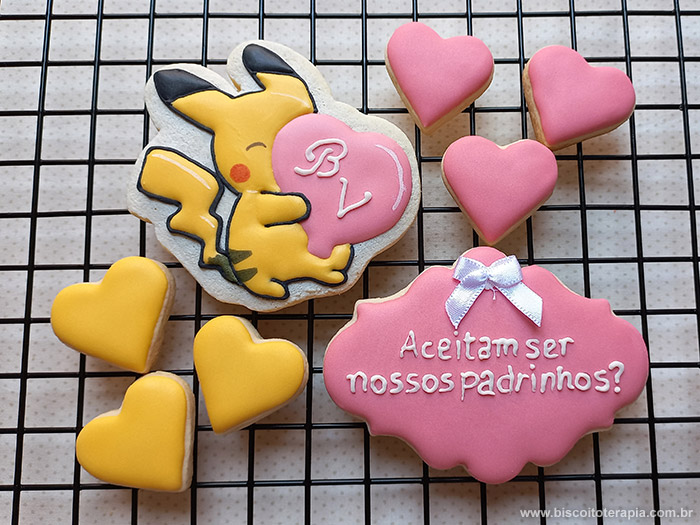 Biscoito Decorado Convite de Pikachu