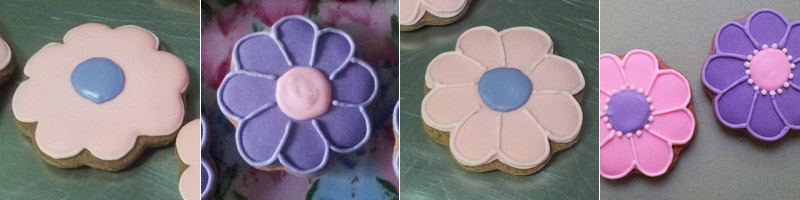 Biscoitos Decorados de Flores Rosa e Lils